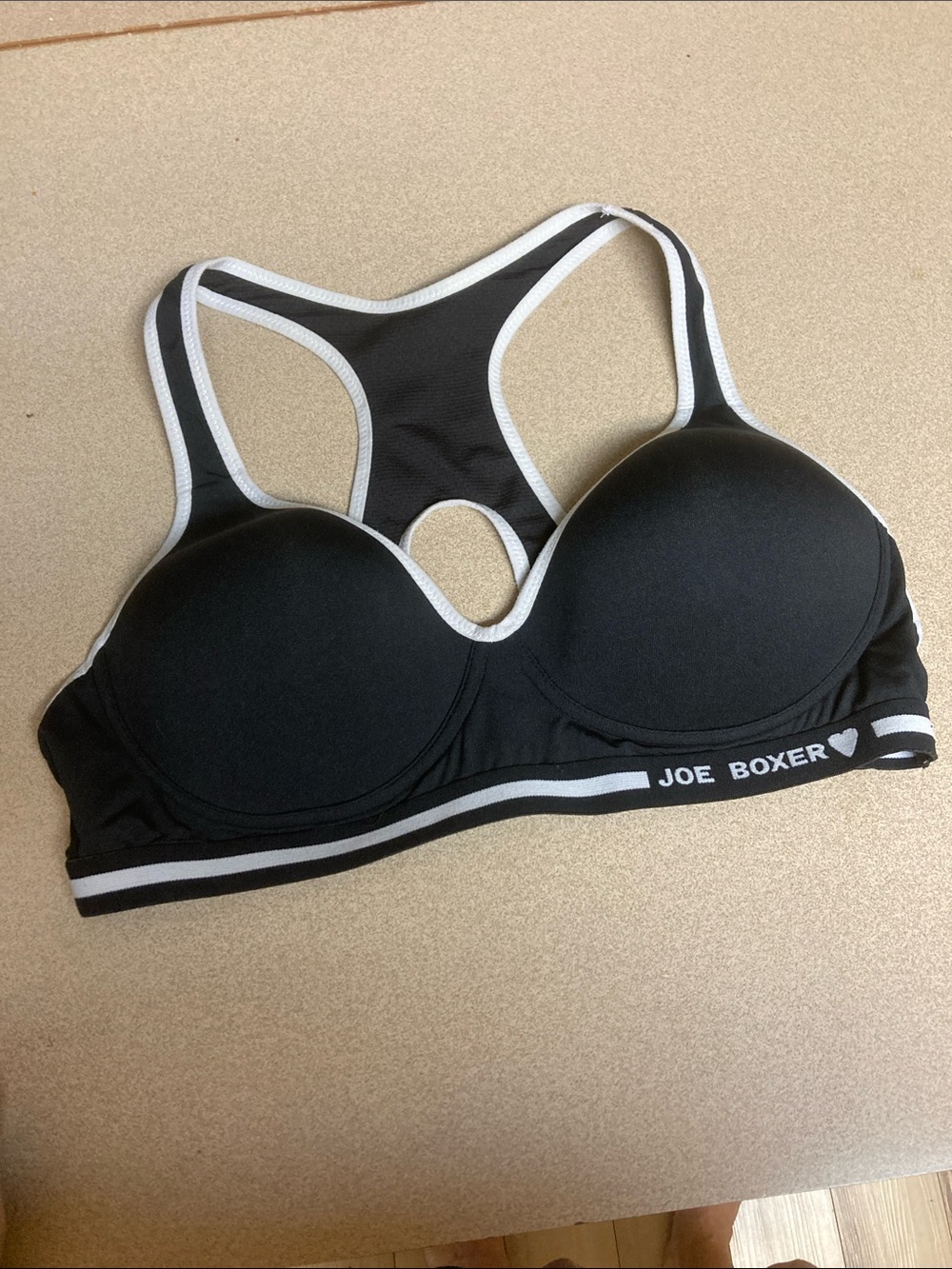 Joe Boxer Black Sports Bra with gray Trim